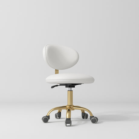Manufakturo Aura Gold Legs Beauty Stool White - close-up of the upholstery and construction details