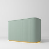 Manufakturo Averne Reception Desk - Sleek & Modern Design with LED Olive - displayed in a professional treatment-room setting
