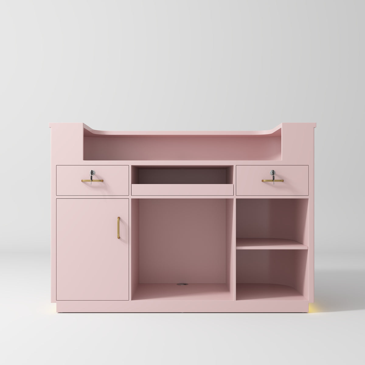 Manufakturo Averne Reception Desk - Sleek & Modern Design with LED Bare Blush - displayed in a professional treatment-room setting