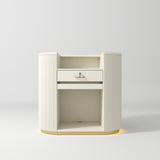 Manufakturo Averne Reception Desk - Sleek & Modern Design with LED Creamy - displayed in a professional treatment-room setting