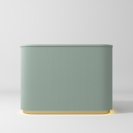 Manufakturo Averne Reception Desk - Sleek & Modern Design with LED Olive - 140cm - displayed in a professional treatment-room setting