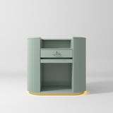 Manufakturo Averne Reception Desk - Sleek & Modern Design with LED Olive - displayed in a professional treatment-room setting