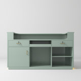 Manufakturo Averne Reception Desk - Sleek & Modern Design with LED Olive - displayed in a professional treatment-room setting