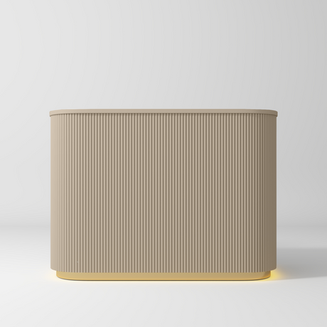 Manufakturo Averne Reception Desk - Sleek & Modern Design with LED Warm Beige - 140cm - displayed in a professional treatment-room setting