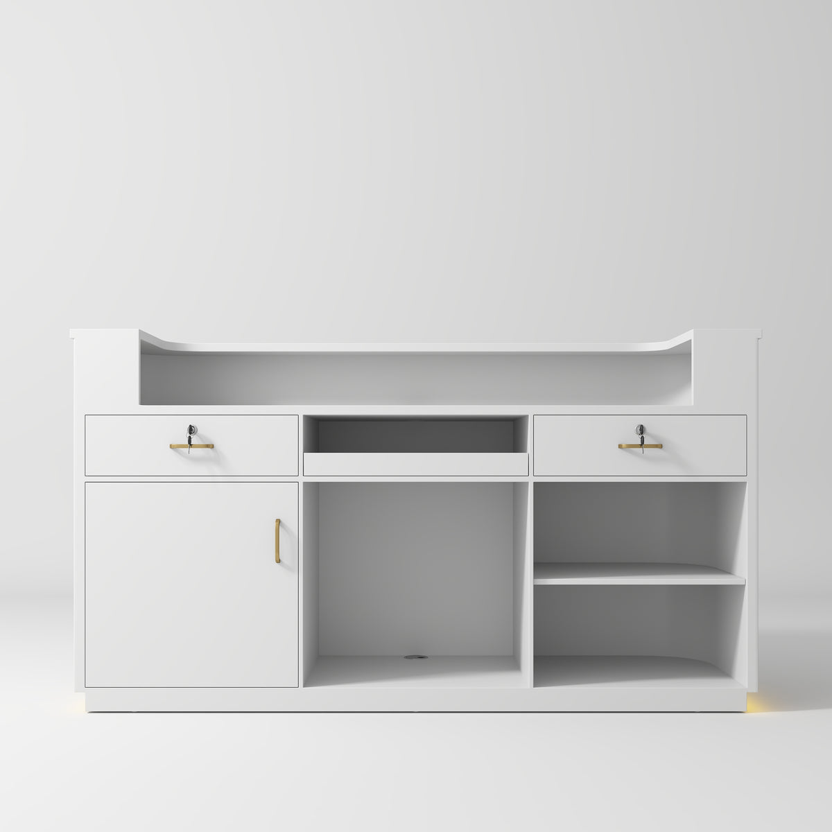 Manufakturo Averne Reception Desk - Sleek & Modern Design with LED White - displayed in a professional treatment-room setting