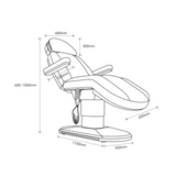 Manufakturo Étoile Electric Lash Beauty Bed - 3 Motors Cocoa Mocha - dimensions and measurements shown