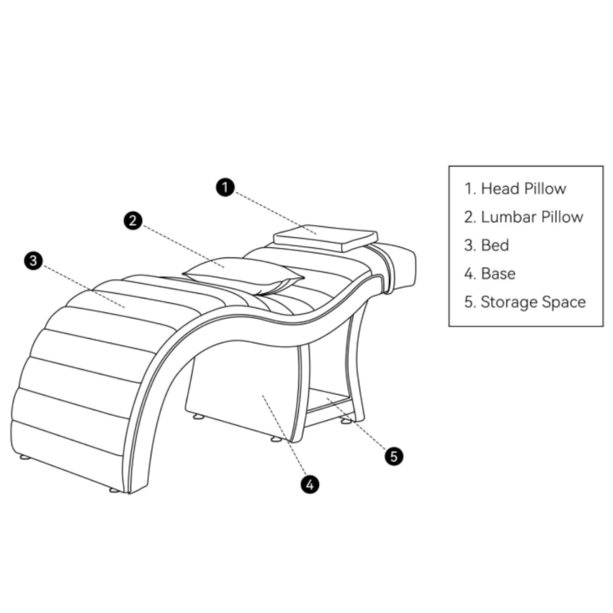 Manufakturo Luxe Eyelash Bed - Contoured Spa Couch with Towel Storage Bare Blush - full product view on a white background