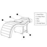Manufakturo Luxe Eyelash Bed - Contoured Spa Couch with Towel Storage Bare Blush - full product view on a white background