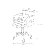 Manufakturo Serenity Salon Chair - 360-Degree Rotation Gold Base Olive - dimensions and measurements shown