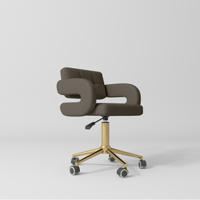 Manufakturo Serenity Salon Chair - 360-Degree Rotation Gold Base Cocoa Mocha - close-up of the upholstery and construction details