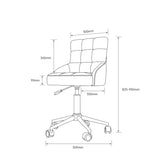 Manufakturo Noblesse Beauty Chair - 360-Degree Rotation Bare Blush - dimensions and measurements shown