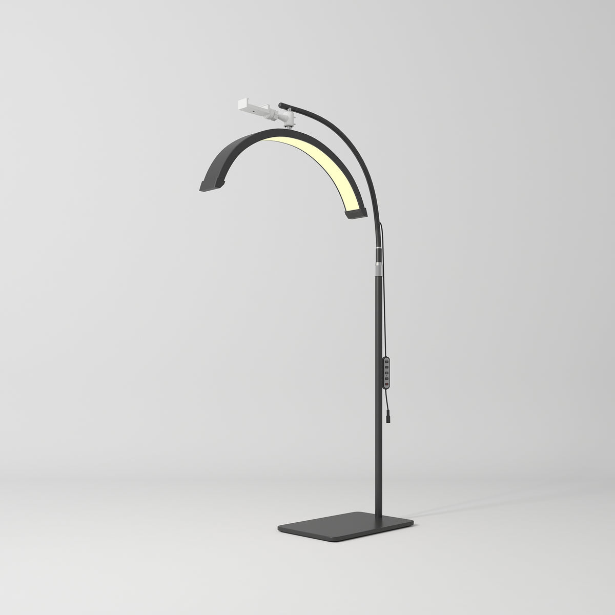 Manufakturo Beauty Lash LED Moonlight - Adjustable Colour Temp & Intensity Black - LED treatment lamp with adjustable light arms on a white background
