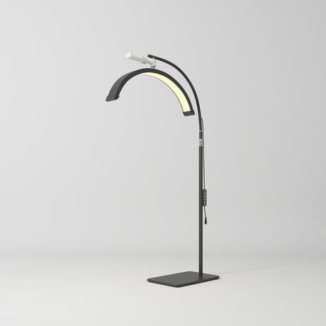 Manufakturo Beauty Lash LED Moonlight - Adjustable Colour Temp & Intensity Black - LED treatment lamp with adjustable light arms on a white background