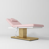 Manufakturo Chérie Premium Electric Massage Bed - Bare Blush - displayed in a professional treatment-room setting