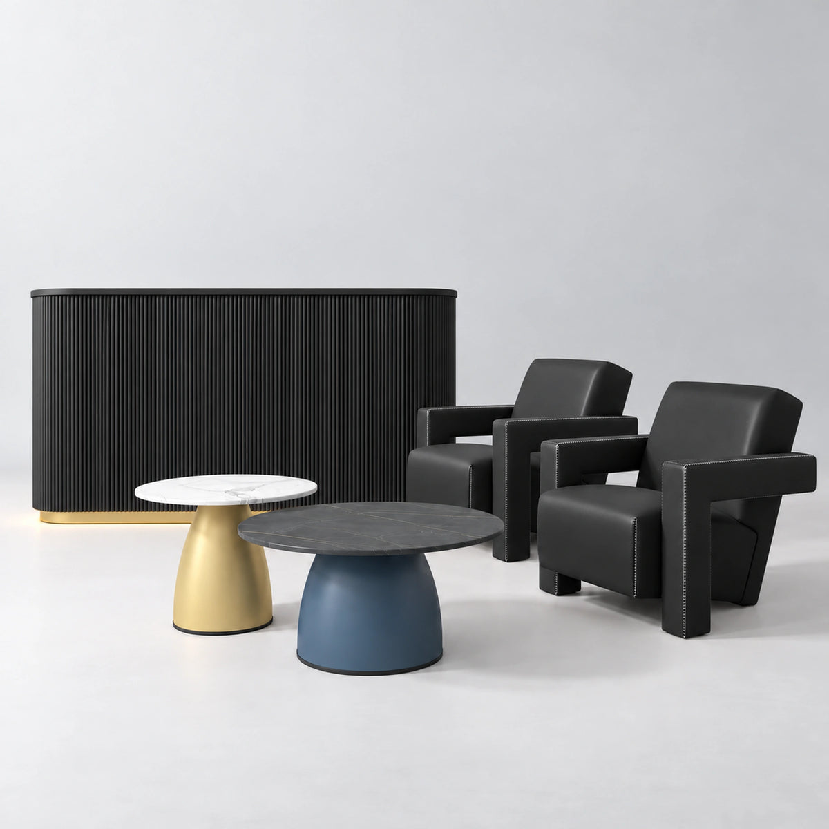 Manufakturo Complete Set 01 Reception Area for Luxury Salon Waiting Area Black