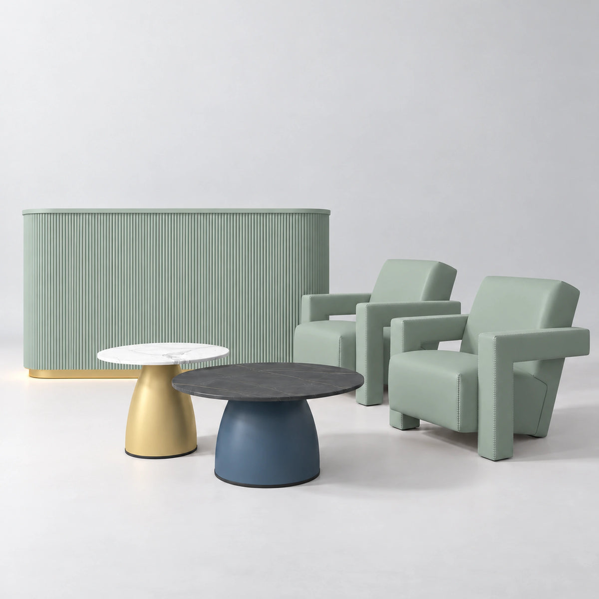 Manufakturo Complete Set 01 Reception Area for Luxury Salon Waiting Area Olive