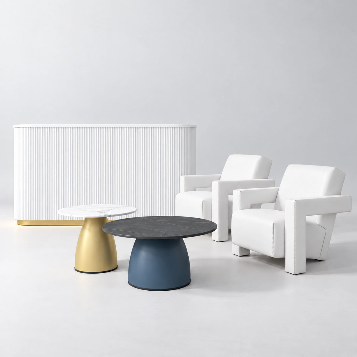 Manufakturo Complete Set 01 Reception Area for Luxury Salon Waiting Area White