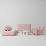 Manufakturo Complete Set 02 Reception Area - Chair & Sofa for Luxury Salon Waiting Area Bare Blush - close-up of a construction detail