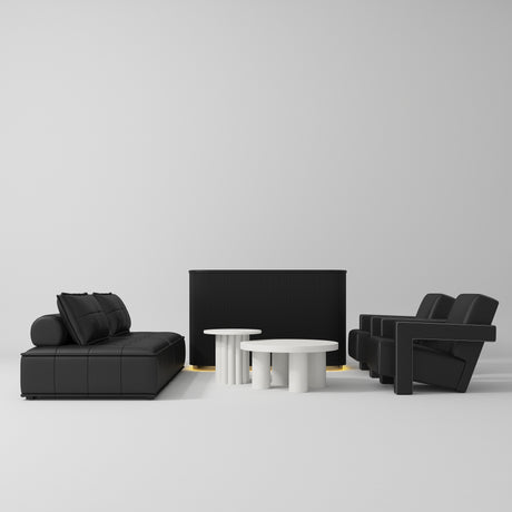 Manufakturo Complete Set 02 Reception Area - Chair & Sofa for Luxury Salon Waiting Area Black - close-up of a construction detail