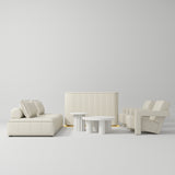 Manufakturo Complete Set 02 Reception Area - Chair & Sofa for Luxury Salon Waiting Area Creamy - close-up of a construction detail