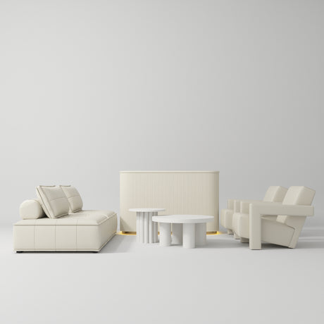 Manufakturo Complete Set 02 Reception Area - Chair & Sofa for Luxury Salon Waiting Area Creamy - close-up of a construction detail