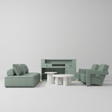 Manufakturo Complete Set 02 Reception Area - Chair & Sofa for Luxury Salon Waiting Area Olive - close-up of a construction detail