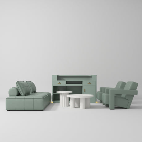 Manufakturo Complete Set 02 Reception Area - Chair & Sofa for Luxury Salon Waiting Area Olive - close-up of a construction detail