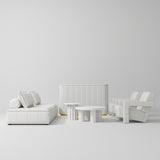 Manufakturo Complete Set 02 Reception Area - Chair & Sofa for Luxury Salon Waiting Area White - close-up of a construction detail