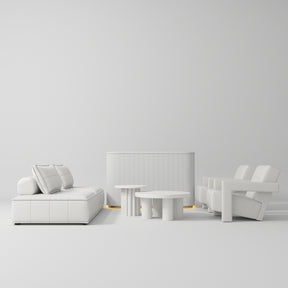Manufakturo Complete Set 02 Reception Area - Chair & Sofa for Luxury Salon Waiting Area White - close-up of a construction detail