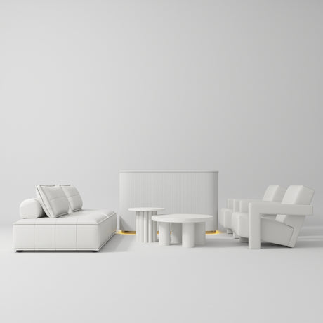 Manufakturo Complete Set 02 Reception Area - Chair & Sofa for Luxury Salon Waiting Area White - close-up of a construction detail