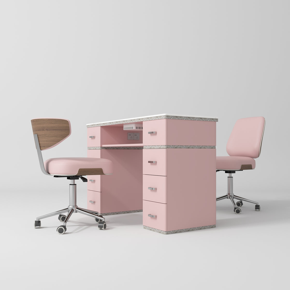 Manufakturo Crystal Touch Manicure Set With Dust Extractor & Two Chairs - Bare Blush - close-up of a construction detail