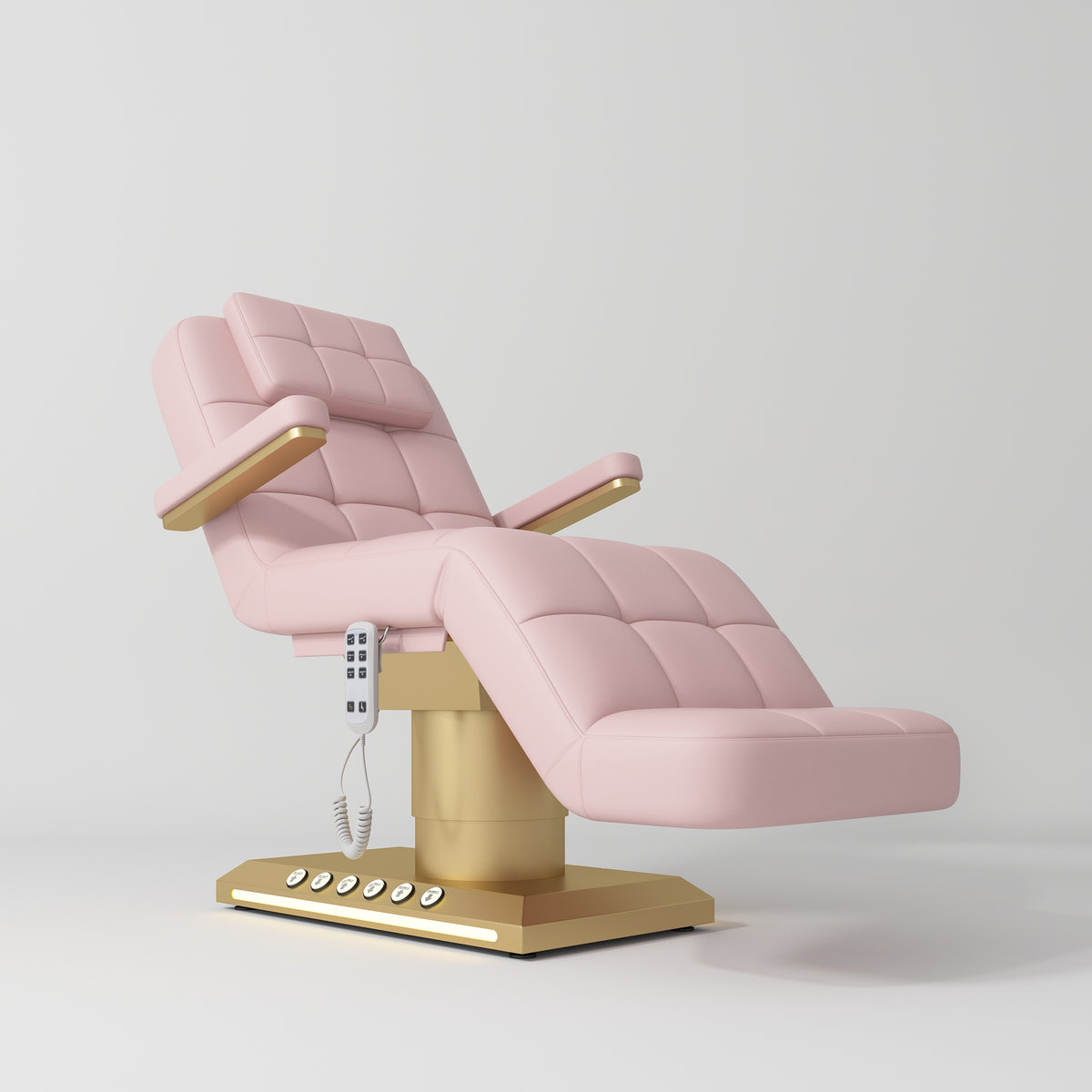 Manufakturo Saphir version B Electric Salon Bed with Dual Controls Bare Blush - close-up of the upholstery and construction details
