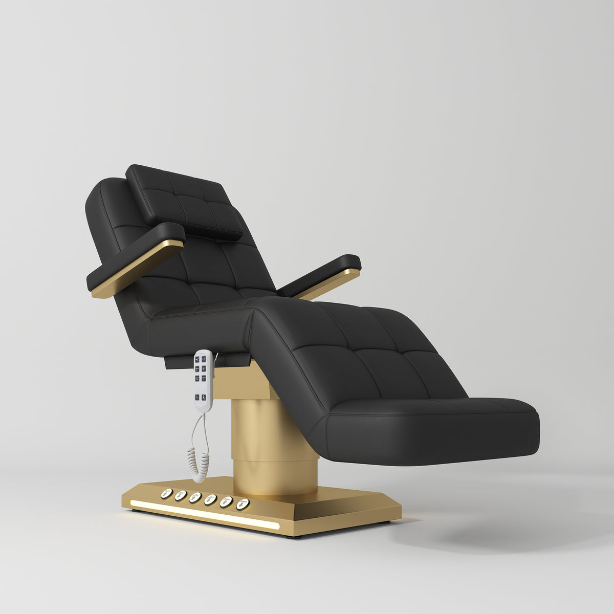 Manufakturo Saphir version B Electric Salon Bed with Dual Controls Black - close-up of the upholstery and construction details