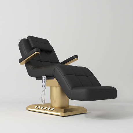 Manufakturo Saphir version B Electric Salon Bed with Dual Controls Black - close-up of the upholstery and construction details