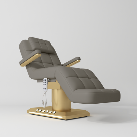 Manufakturo Saphir version B Electric Salon Bed with Dual Controls Deep Ash - close-up of the upholstery and construction details