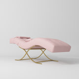 Manufakturo Elegance Lash Bed - Gold Frame & Adjustable Headrest Bare Blush - close-up of the upholstery and construction details