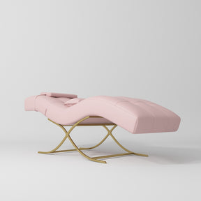 Manufakturo Elegance Lash Bed - Gold Frame & Adjustable Headrest Bare Blush - close-up of the upholstery and construction details