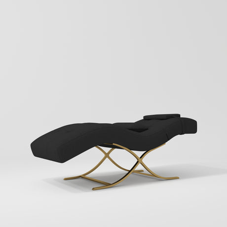 Manufakturo Elegance Lash Bed - Gold Frame & Adjustable Headrest Black - close-up of the upholstery and construction details