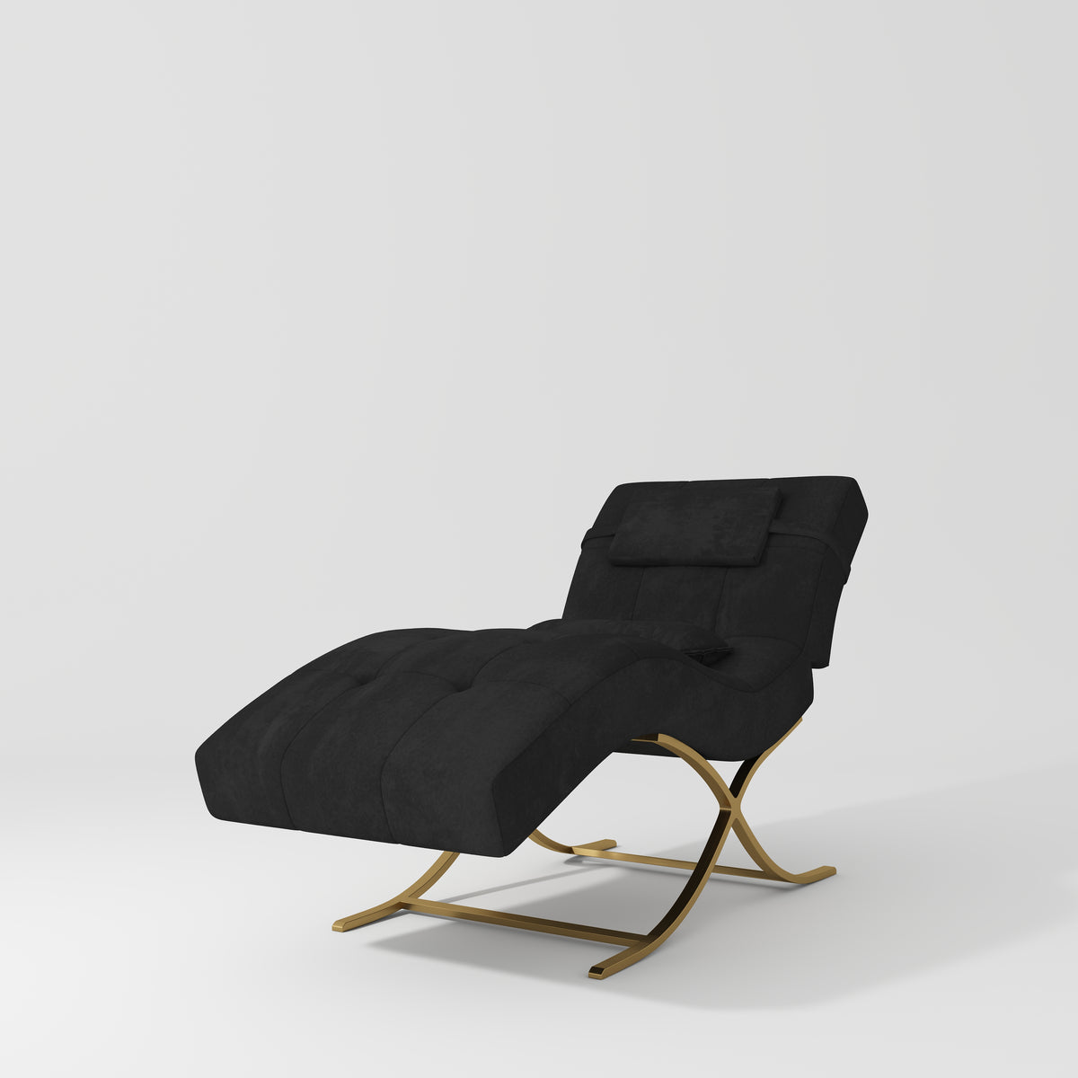 Manufakturo Elegance Lash Bed - Gold Frame & Adjustable Headrest Black - close-up of the upholstery and construction details