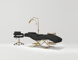 Manufakturo Elegance Lash Bed - Gold Frame & Adjustable Headrest Black - close-up of the upholstery and construction details
