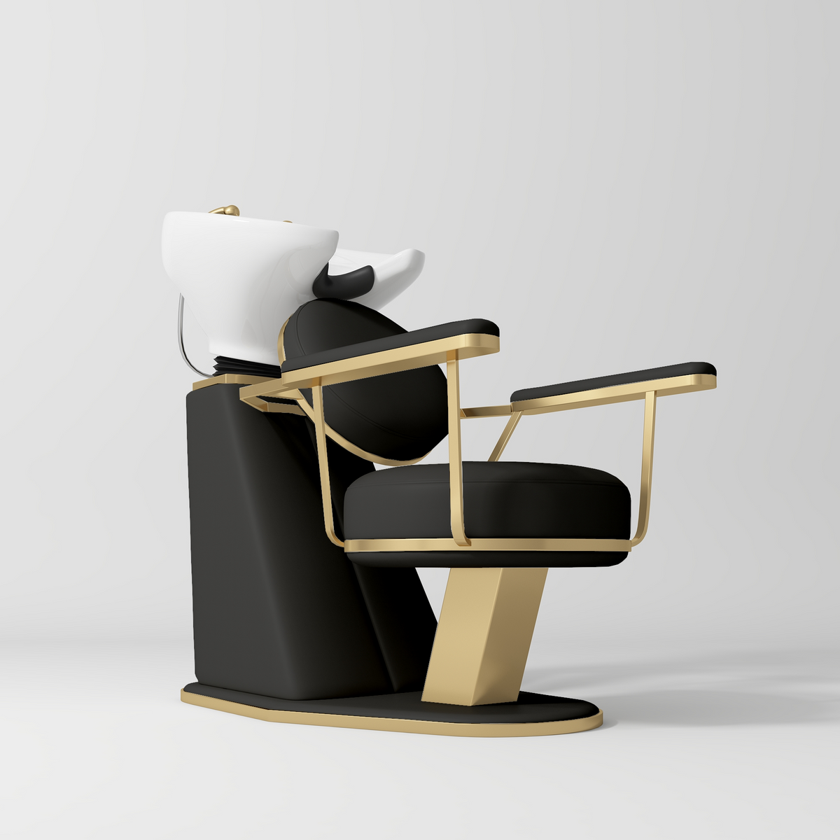 Manufakturo Élise Premium Hair Salon Backwash Chair Black - White Bowl - displayed in a professional treatment-room setting