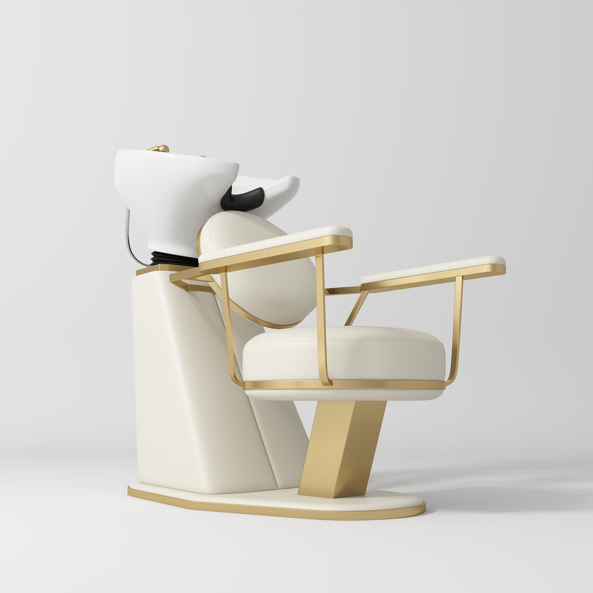 Manufakturo Élise Premium Hair Salon Backwash Chair Creamy - White Bowl - displayed in a professional treatment-room setting