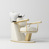 Manufakturo Élise Premium Hair Salon Backwash Chair Creamy - White Bowl - displayed in a professional treatment-room setting