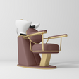 Manufakturo Élise Premium Hair Salon Backwash Chair Dusty Rose - White Bowl - displayed in a professional treatment-room setting