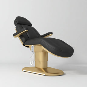 Manufakturo Étoile Black electric beauty bed in the original catalogue composition and grey background, with updated eight-button hand-held controller.