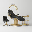 Manufakturo Étoile Black The Complete Studio Set - Beauty Bed, Chair, Moonlight & Trolley - coordinated furniture pieces arranged on a white background
