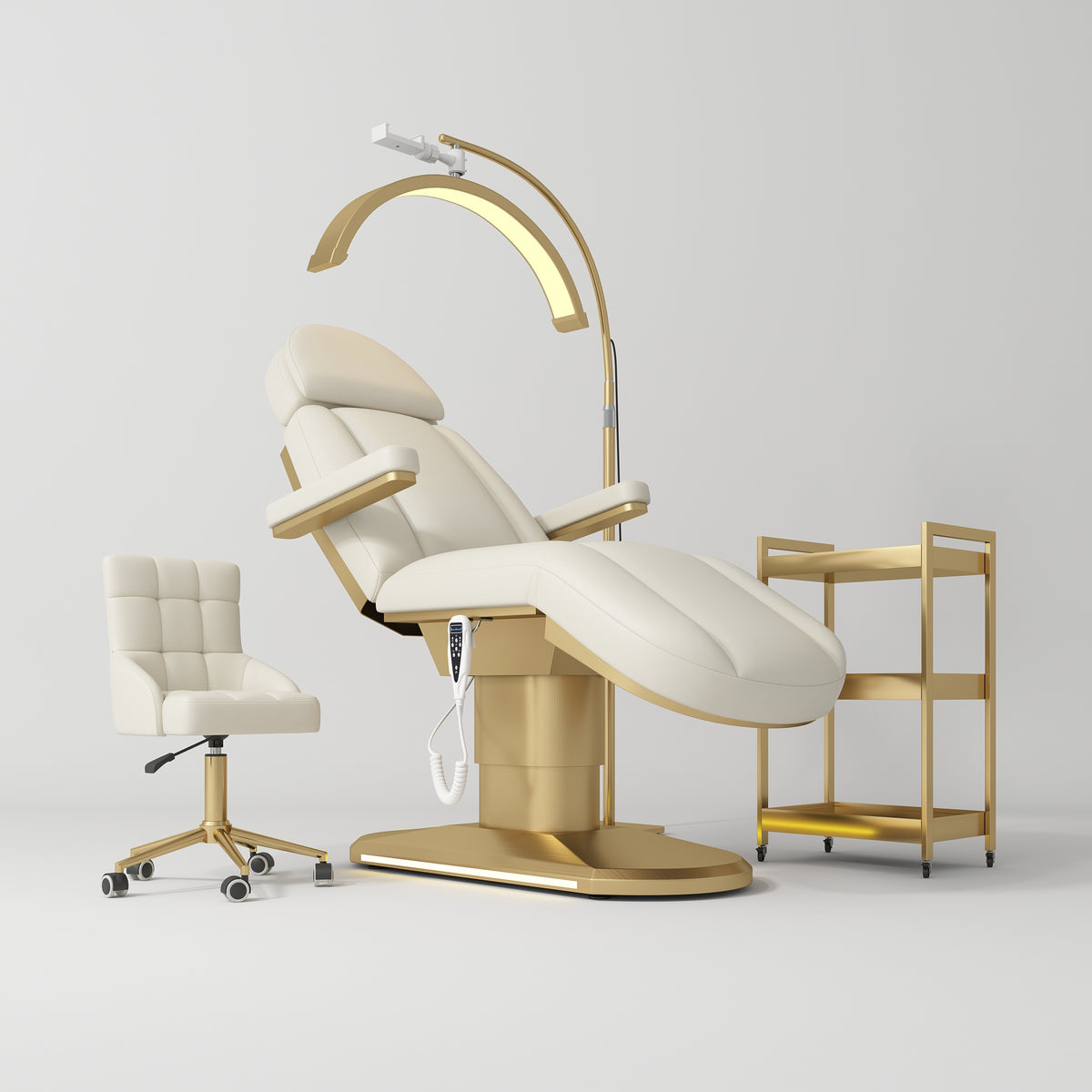 Manufakturo Étoile Creamy The Complete Studio Set - Beauty Bed, Chair, Moonlight & Trolley - close-up of a construction detail