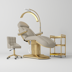 Manufakturo Étoile Stone Taupe The Complete Studio Set - Beauty Bed, Chair, Moonlight & Trolley - close-up of a construction detail