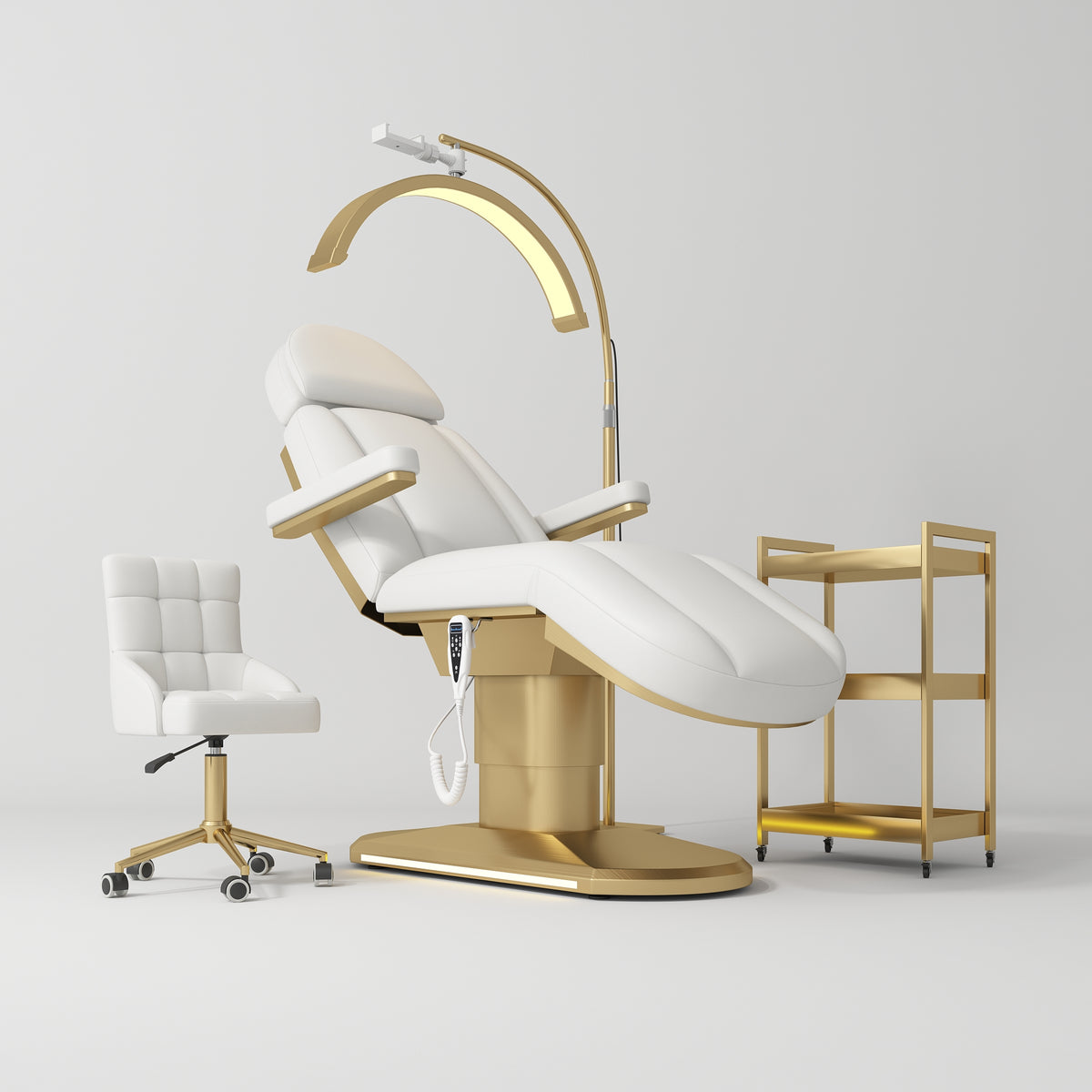 Manufakturo Étoile White The Complete Studio Set - Beauty Bed, Chair, Moonlight & Trolley - close-up of a construction detail
