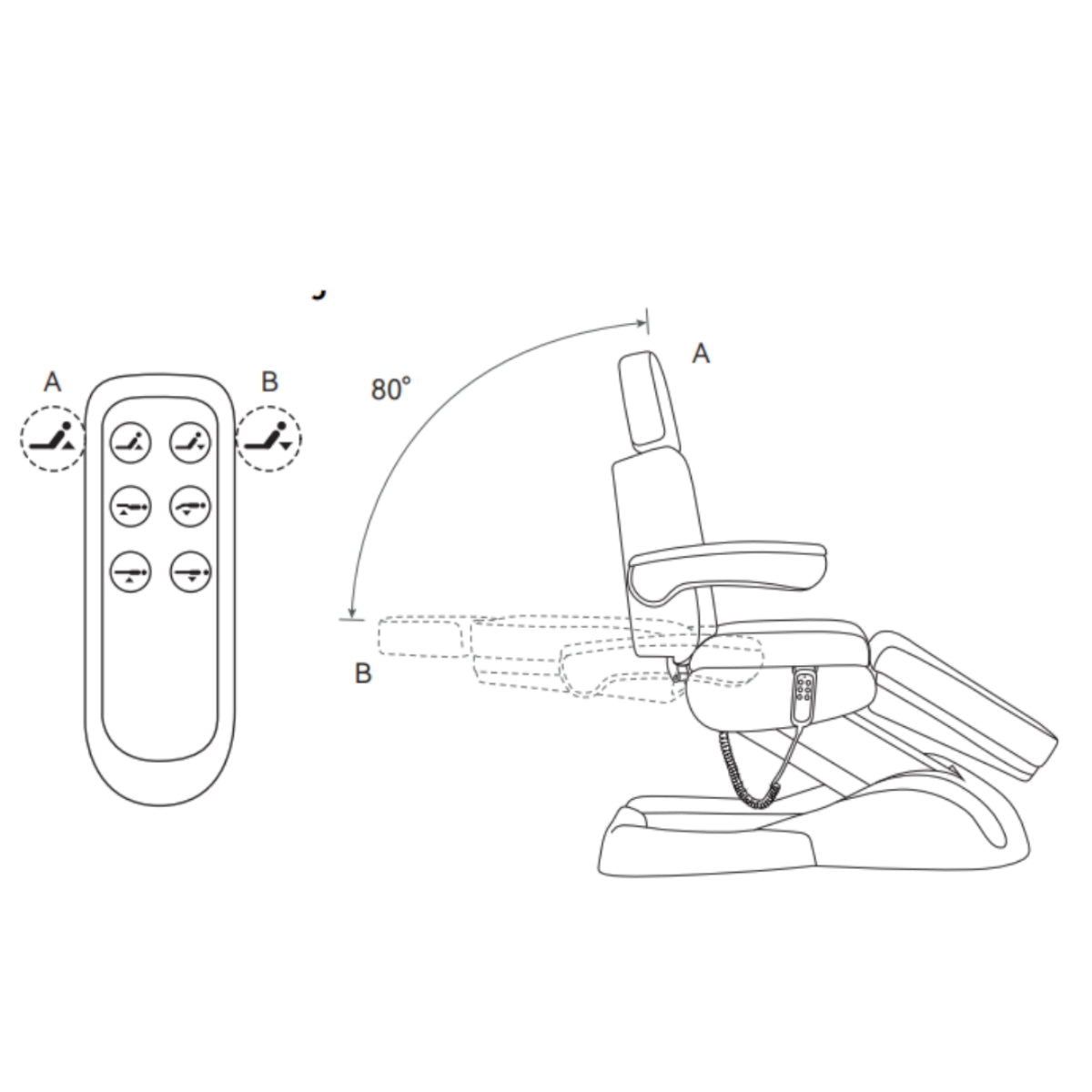 Manufakturo Grace Bare Blush The Complete Salon Set - Beauty Bed, Chair, Moonlight & Trolley - dimensions and measurements shown